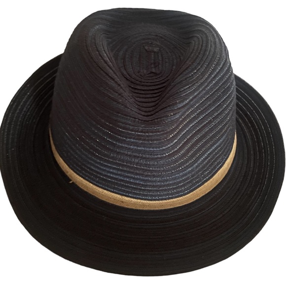 Four buttons Navy blue, tan, short brim Fedora,summer hat, OS - Picture 6 of 8